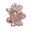 Rose gold flower charm with white enamel petals for DIY beaded charm bracelets - Rose Gold 3D Hollow Petal Charm (015)