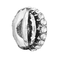 Perle charm ronde argentée vintage avec cristaux blancs pour bijoux DIY - Perle Industrielle Vintage Demi Strass (007)