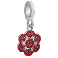 Ciondolo a forma di fiore con cristalli rossi per bracciali e collane fai-da-te - Pendaglio Floreale Pavé Strass (024)