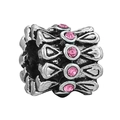 Vintage silver snowflake charm bead with five vertical pink gemstones for DIY bracelets - Vintage Bowknot Style (024)