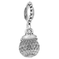 Silver plated DIY bead charm with engraved spherical pendant for jewelry making - Textured Spherical Pendant