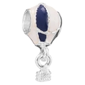 Blue and silver hot air balloon charm with enamel finish for DIY jewelry bracelets - Blue Hot Air Balloon (036)