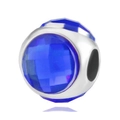 DIY charm with faceted dark blue crystal and silver-colored metal base for bracelets - Normal Specification / Spherical Bright Blue Style (2)