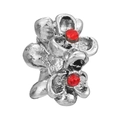 Silver-tone floral charm with red gemstone accents for DIY charm bracelet styling - Normal Specification / Red Floral Style (16) / Red