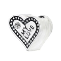 Charme coeur en argent avec gravure My Love et cristaux scintillants pour bracelets - Charme Cœur Gravé MY LOVE (008)