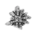 Oxidized silver style flower charm with floral petals and dotted texture for DIY bracelet - 4mm / Radial Petals (013)