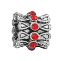 Antique silver plated heart charm bead with five sparkling red crystals for DIY jewelry - Geometric Relief Cylinder Bead