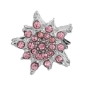 Luxury silver-tone edelweiss charm with sparkling pink rhinestones for DIY jewelry - Edelweiss Floral Style (026)