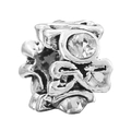 Perle creuse en alliage argenté avec incrustation de zircone pour bracelets à breloques - Charme Double Face Vintage Creux (010)