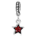 Ciondolo a stella in argento con smalto nero e strass rossi per bracciali fai da te - Pendaglio Stella Smalto Nero (027)