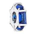 Blue starry sky charm bead with rectangular crystal for DIY bracelets and necklaces - Rectangular Blue Sapphire (039)