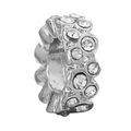 Perle argentée avec cristaux de flocon de neige et texture ondulée pour bracelets - Charme Large En Strass Texture Vague (011)
