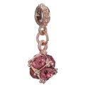 Rose gold cube charm with pink purple crystals for DIY jewelry bracelet - Rose Gold Pink Purple Crystal Cube Charm (022)