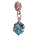 Rose gold hollow charm bead with blue faceted crystals for DIY beaded bracelets - Rose Gold Hollow Ball Blue Crystal Charm (023)