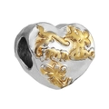 Charm a cuore dorato con incisione Grandma e motivi floreali per bracciali DIY - Cuore di Fiore Grandma Bicolore (17)