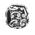 Hollow sphere bead with intricate scroll patterns in a vintage silver finish - 4mm / Vintage Hollow Scroll (017)