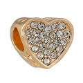 Ciondolo a cuore dorato con pavé di cristalli per bracciali e gioielli fai-da-te - Cuore Cavo in Strass Oro (26)