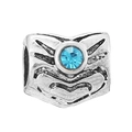 DIY charm bead in vintage silver style with a centered sky blue sparkling crystal - Sky Blue Main Stone Ray Bead (031)