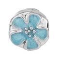 Blue glitter flower charm bead in silver alloy with intricate floral detailing - Glitter Five-Petal Flower Style (038)