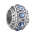 Vintage silver alloy bead charm featuring round blue crystals and embossed textures - Normal Specification / Vintage Carved Dark Blue Style (8)