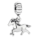 Polished silver galloping pony charm pendant for animal collection beaded bracelet - Standard Spec / Polished Pony (008)