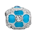 Sky blue enamel clover charm with sparkling zircon inlay for DIY charm bracelets - Blue Enamel Clover Style (040)
