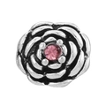 Abalorio de rosa rosa en acabado de plata antigua para pulseras y collares DIY - Estilo Rosa Centro Rosa (025)