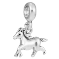 Silver galloping horse charm with polished loop for DIY beaded bracelets and jewelry - Standard Spec / Running Pony (006)