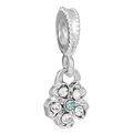 Ciondolo a fiore in argento con cristalli azzurri per bracciali e collane DIY - Ciondolo Perlina Quadrifoglio Multi-Pietra Argento (035)