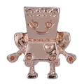 Charming rose gold robot charm with heart detail for customizable charm bracelets - Rose Gold Heart Robot Charm (030)