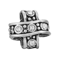 Charm anneau croisé vintage argenté avec cristaux blancs pour bracelets DIY - Bague Croisée Vintage En Strass (017)