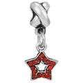 Pendente a stella d'argento con cristalli rossi per bracciali e collane fai-da-te - Pendaglio Stella Svuotata Strass (039)