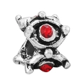Vintage silver alloy bead with red faceted gemstone and gothic mechanical design - Red Gem Evil Eye Style (24)