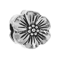 Silver flower alloy charm bead with five petals and central hole for DIY bracelets - 4mm / Realistic Five-Petal Flower (023)
