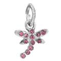 Colgante de libélula con circonita rosa en acabado plateado para joyería DIY - Estilo Colgante Libélula (029)