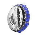 DIY blue rhinestone heart charm bead with silver alloy base for custom jewelry bracelets - 12mm / 椭圆贝壳形深蓝色镶钻款式(13)