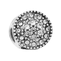 Breloque ronde argentée sertie de cristaux brillants pour bracelet personnalisable - Charme Rond En Argent Tout Strass (019)