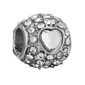 Silver heart charm bead with pavé white zircon stones for DIY bracelet jewelry - Armor Design Style / Standard Spec