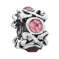 Pink rhinestone snowflake duck charm in vintage silver finish for DIY bracelet - Hollow Carved Pink Diamond Style (037)