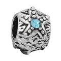 Vintage silver starfish charm with a light blue crystal center for DIY bracelets - Light Blue Starfish Charm (037)