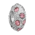 Abalorio de plata con piedras rosas y textura granulada para pulseras de moda - Estilo Piedra Rosa Granulada (031)