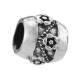 Silver alloy hollow charm bead featuring three-dimensional carved floral patterns - 4mm / Three Flowers Design (025)