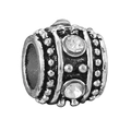 Silver bead charm with sparkling crystals and vintage beaded texture for DIY bracelet - 024 / Standard Spec