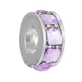 Charm in argento con cristalli viola per bracciali fai-da-te e creazione di gioielli - Perla in Strass Quadrata Viola (25) / Confezione da 10