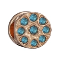 Rose gold circular charm with blue crystal stones for DIY bracelet and necklace - Normal Specification / Rose Gold Sky Blue Rhinestone Style (29)