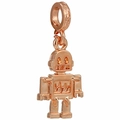 Rose gold robot charm with heart rate engraving for beaded charm bracelets - Rose Gold ECG Robot Charm (035)