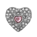 Abalorio de corazón plateado con cristal rosa y pavé de piedras para pulseras DIY - Estilo Doble Corazón Pavé (033)