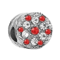 Charm in argento con strass rossi e bianchi per bracciali e collane fai da te - Ciondolo Texture Martellata (044)