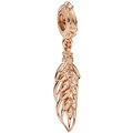 Rose gold wheat ear charm with white cubic zirconia for DIY bracelets and jewelry - Rose Gold Ear of Wheat Zirconia Charm (036)