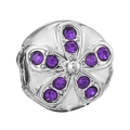 Charm in argento con fiore di zircone viola per bracciali e collane fai-da-te - taglia standard / Perla Margherita (18) / Viola argento